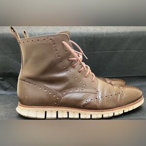 Cole Haan Mens 11 M wingtip brown Boots Leather  C23300 h17 water resistance